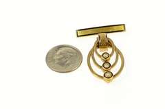 14K Yellow Gold Victorian Black Enamel Pearl Dangle Oval Pin/Brooch