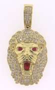Incredible 10kt Yellow Gold Diamond Lion Pendant