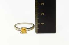 10K White Gold Princess Citrine Diamond Accent Statement Ring