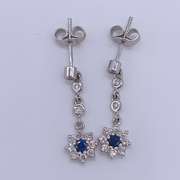 14kt Gold, Blue Sapphire, & Diamond Earrings