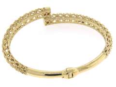 Modern Handmade Italian 14k Gold Adjustable Bangle Bracelet