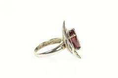 18K White Gold Tourmaline Diamond Squared Retro Cocktail Ring