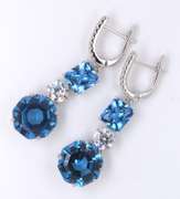 Blue and White Cubic Zirconia Dangle Earrings