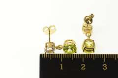 14K Yellow Gold Round Dangle White & Green CZ Stud Earrings