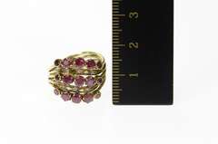14K Yellow Gold Victorian Ruby Diamond Tiered Wavy Band Ring