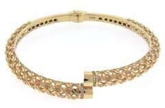 Modern Handmade Italian 14k Gold Adjustable Bangle Bracelet