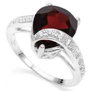 4.77 CT GARNET & DIAMOND 925 STERLING SILVER RING