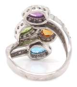 Pleasing White Gold Amethyst, Blue Topaz, Citrine and Peridot Ring