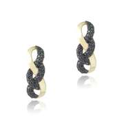 Gold Tone over Sterling Silver 3/4ct Black Diamond Infinity Drop Earrings