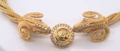 Luxurious 18kt Gold and Diamond Rams Head Necklace and Earring Set