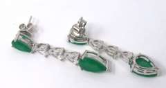 Pear Shaped Green and White Cubic Zirconia Earrings