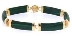 Pleasing Yellow Gold Malchite Link Bracelet