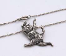 Sterling Silver Cat Pendant on Chain Necklace