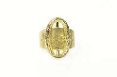 14K Yellow Gold Oval Belt Buckle Chunky Retro Statement Ring