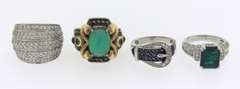 Group Lot of 4 Sterling Silver Rings