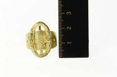 14K Yellow Gold Oval Belt Buckle Chunky Retro Statement Ring