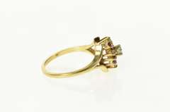 14K Yellow Gold Diamond Marquise Ruby Halo Cluster Cocktail Ring