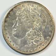 Fully struck BU 1897-S Morgan Silver Dollar. Original