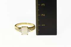 14K Yellow Gold Natural Opal Diamond Cluster Accent Statement Ring