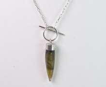Outstanding Pointed Quartz Gemstone Necklace in Polished Sterling Silver