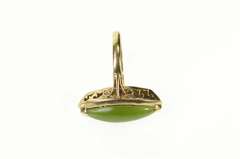 14K Yellow Gold Marquise Nephrite Victorian Statement Ring