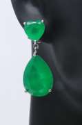 Green Cubic Zirconia Sterling Silver Dangle Earrings