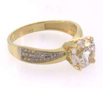 Fancy 14kt Yellow Gold Ring with Round CZ Gemstone