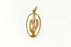 14K Yellow Gold 3D Ornate Saguaro Cactus Desert Motif Charm/Pendant