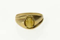 10K Yellow Gold Retro Tiger's Eye Cabochon Statement Ring