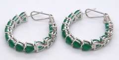 Sterling Silver Green Cubic Zirconia Earrings