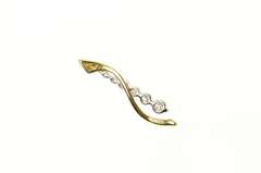 14K Yellow Gold Graduated Diamond Wavy Two Tone Journey Pendant