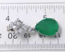 Green and White Cubic Zirconia Dangle Earrings