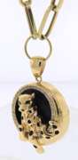 Lovely Yellow Gold Black Onyx Panther Pendant on Chain