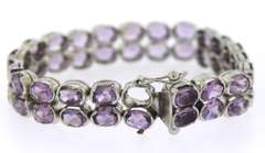 Sterling Silver Amethyst 2 Row Bracelet