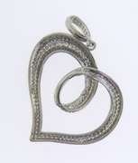 Contemporary Sterling Silver Heart Pendant with Cubic Zirconias