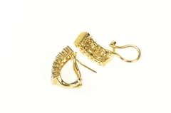 10K Yellow Gold 1.45 Ctw Squared Diamond French Clip Hoop Earrings