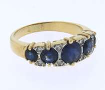 Vintage 14kt YG Sapphire and Diamond Ring