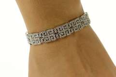 14K White Gold 5.00 Ctw Diamond Greek Key Swirl Tennis Bracelet