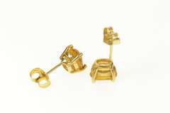 14K Yellow Gold Oval Citrine Solitaire Classic Stud Earrings