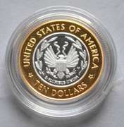 2000 Proof $10 Library OF Congress Bimetal Platinum &Gold LOC $10 Box & A Paper.
