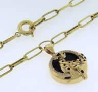Lovely Yellow Gold Black Onyx Panther Pendant on Chain
