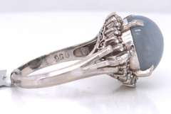 Wonderful Platinum Natural Star Sapphire and Diamond Ring