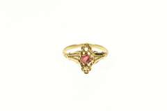 10K Yellow Gold Victorian Sim. Ruby Seed Pearl Statement Ring