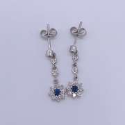 14kt Gold, Blue Sapphire, & Diamond Earrings