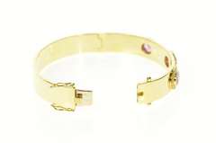 18K Yellow Gold 7.36 Ctw Pink Sapphire Diamond Halo Bangle Bracelet