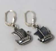 Sterling Silver Ship Dangle Earrings