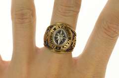 10K Yellow Gold United States Navy Diamond Ornate Military Ring