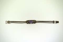 Vintage Sterling Silver Floral Amethyst Chain Bracelet