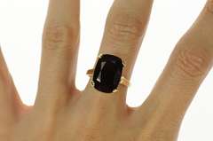 14K Yellow Gold Rectangular Cushion Smoky Quartz Cocktail Ring