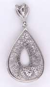 Tear Drop Sterling Silver Pendant with Intricate Design and Cubic Zirconias